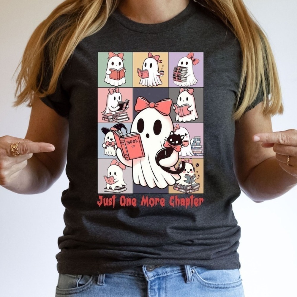 Just One More Chapter Ghost Shirt Bookish Halloween Spooky Teacher Gift